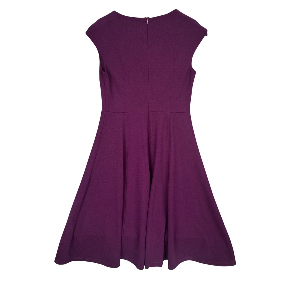 Classic Fit and Flare Rockabilly Dress W Large Purple Excellent Cap Sleeve Midi - Picture 4 of 10